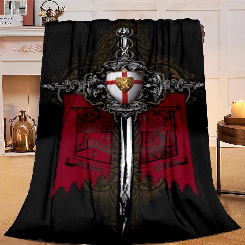 1PC Knightly Valor And Patriotism Flannel Blanket Gift, Suitable for Both Men And Women, Soft Ideal for Beds And Sofa, Birthday Or Christmas Gift