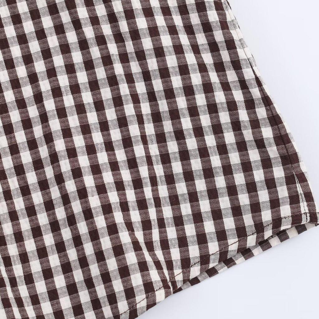 2025 Autumn European Style Women's Plaid Layered Long Sleeve Shirt