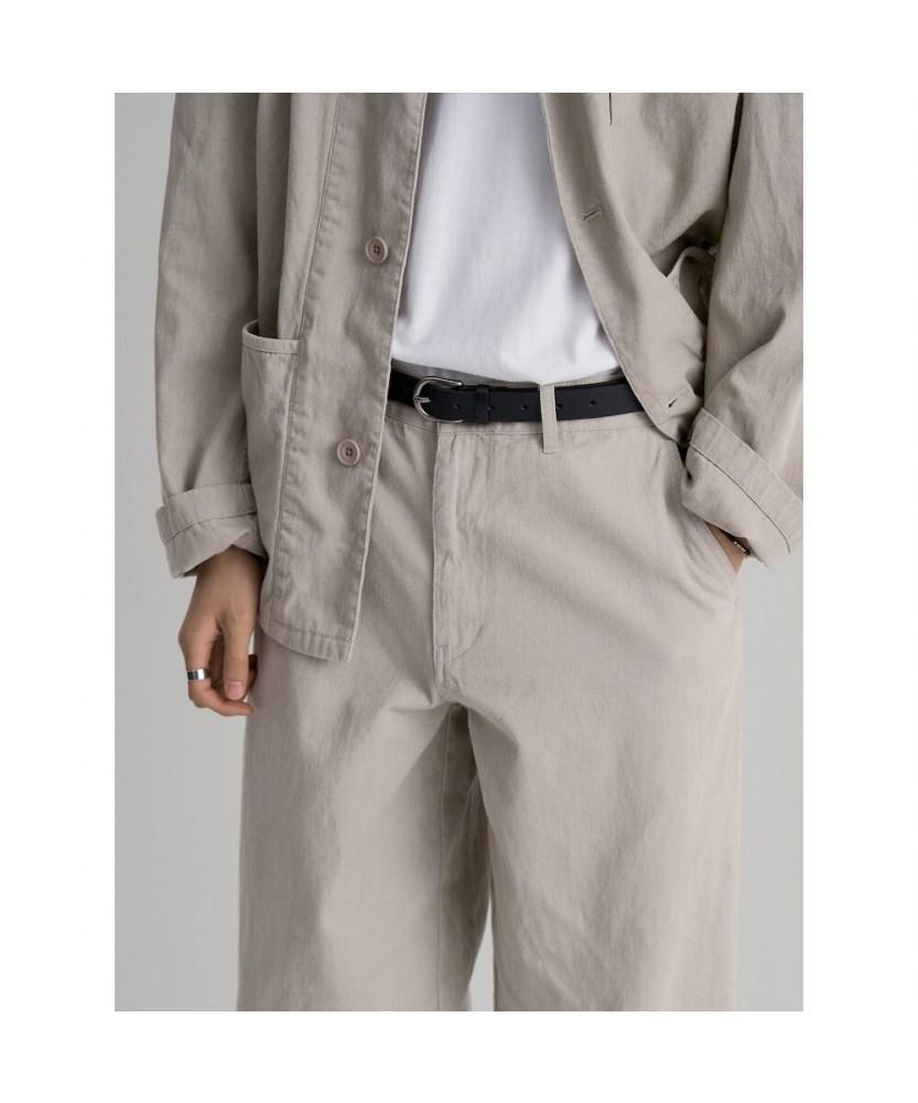 8SECONDS Washed Cotton Wide Tapered Fit Pants Beige
