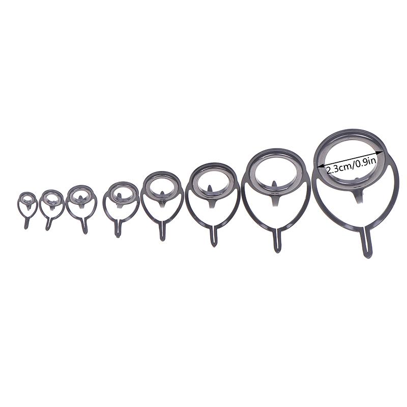 8Pcs/set Fishing Tackle Stainless Steel Repair Kit Set Fishing Rod Guide Ring Tip Fishing Pole Circle Ring Eye Guide Wire Loop