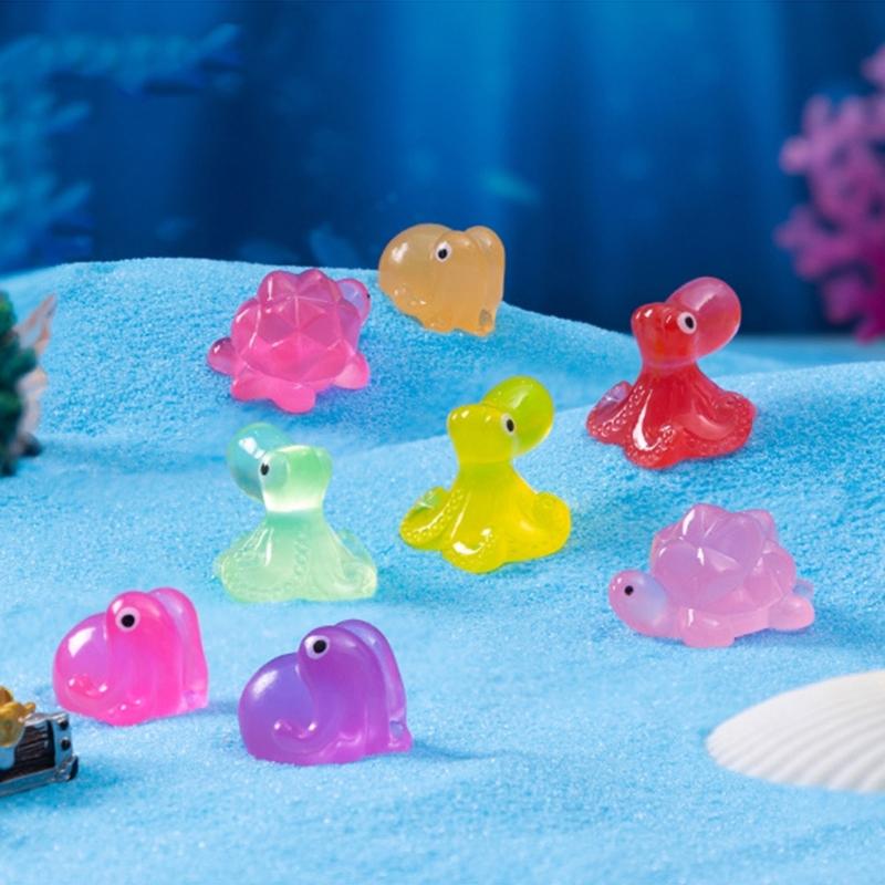 6Pieces Luminously Underwater Creature Ornaments For Fish Tanks Decoration Kids Educational Toy And Landscape Design