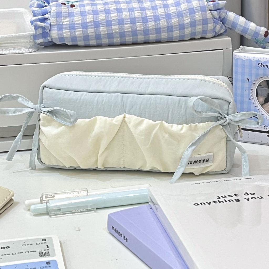 Sweet Korean Pink Color Pencil Case for Girl Creative Design Simplicity Stationery Bag Large Capacity Pen Bag Student Supplies