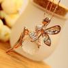 Vintage Butterfly Fairy Pendant Necklace Women Fashion Sweater Chain Necklace Charm Crystal Angel Wing Necklace Party Jewelry