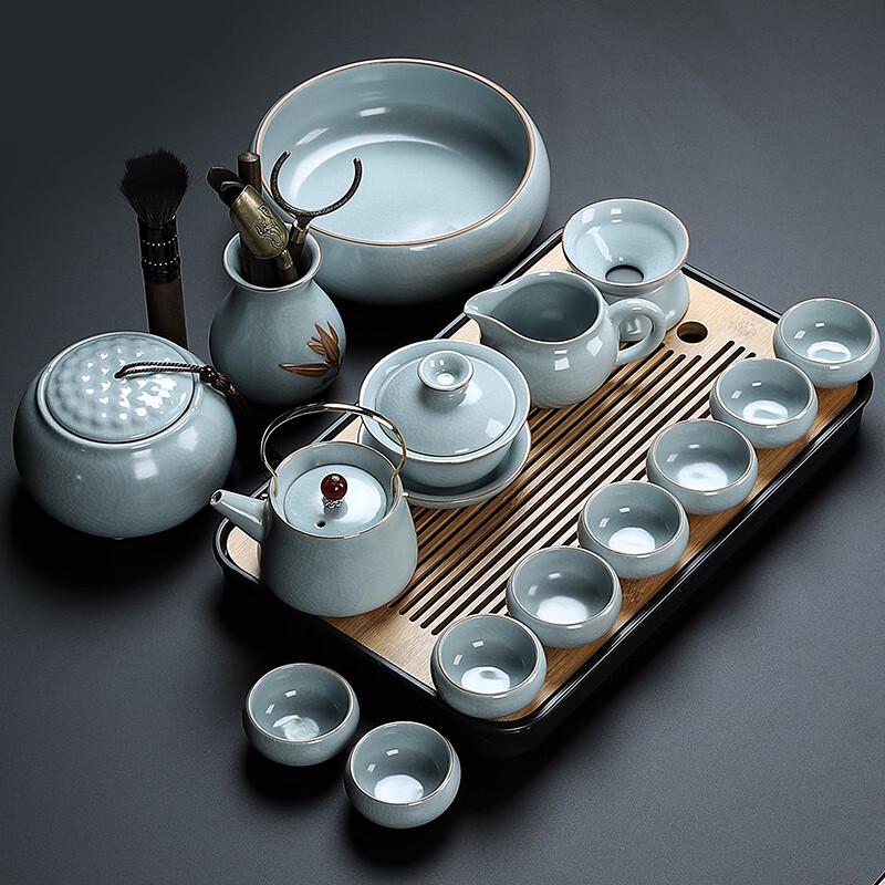 Ru Kiln Beam Teapot 16-Piece Tea Set with Tray