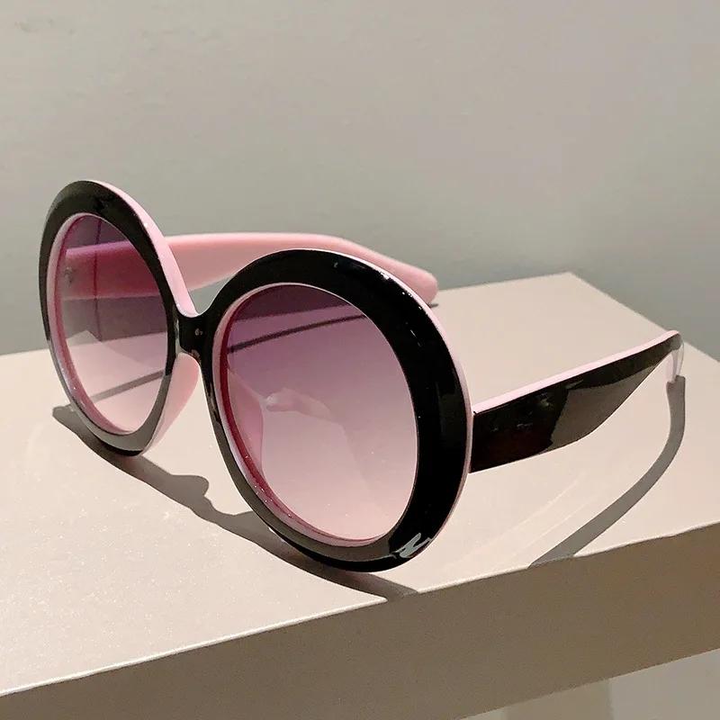 Übergroße Runde Sonnenbrille mit großem Rahmen Damen Für Herren Luxusmarke Designer Sonnenbrillen Vintage Punk Beliebte Brillen Rosa Tönungen