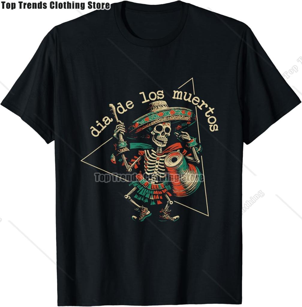 Cute Sugar Skull Cat Dia De Los Muertos Day of The Dead TShirt Mexican Summer Fashion Short Sleeved Tee TopsCasual Tshirt