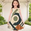 Little Girls Round Neck Sleeveless Geometric Printed A Line Flared Dress