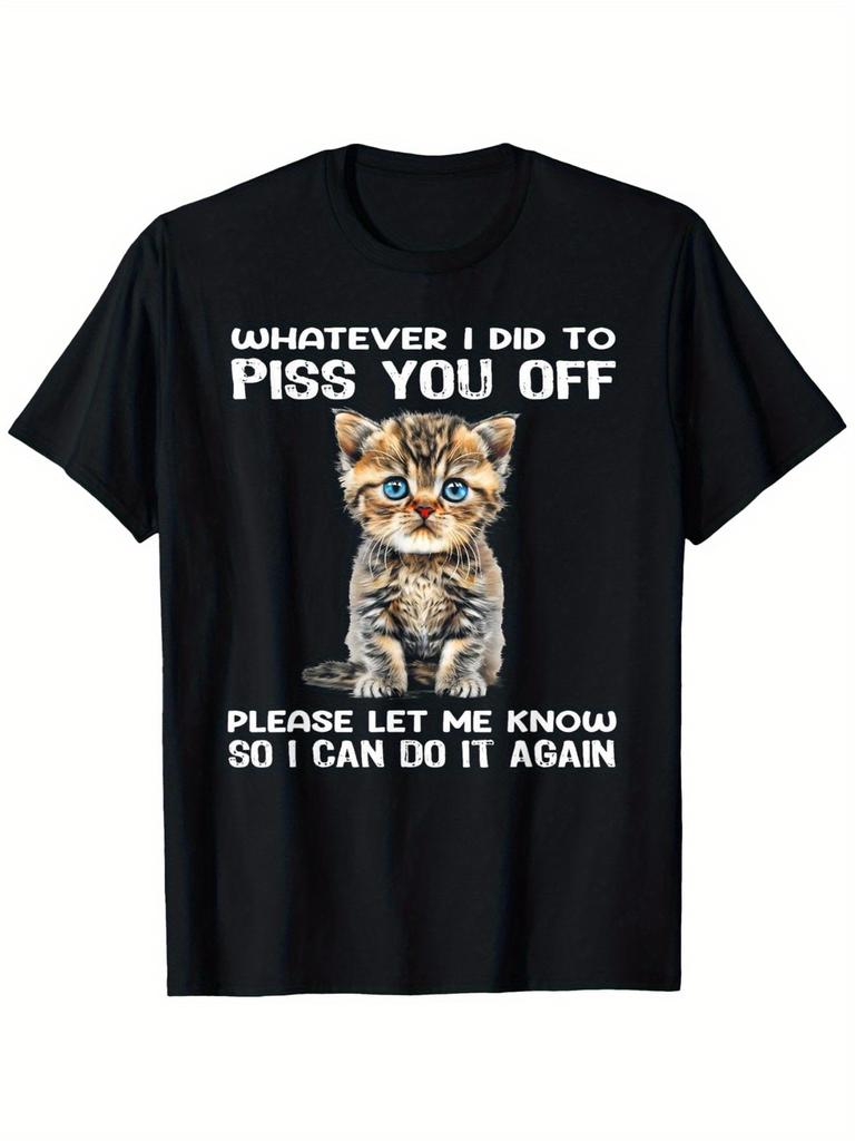 Women Funny Cat Quote Graphic T-Shirt Cute Kitten Casual Crew Neck Tee Top