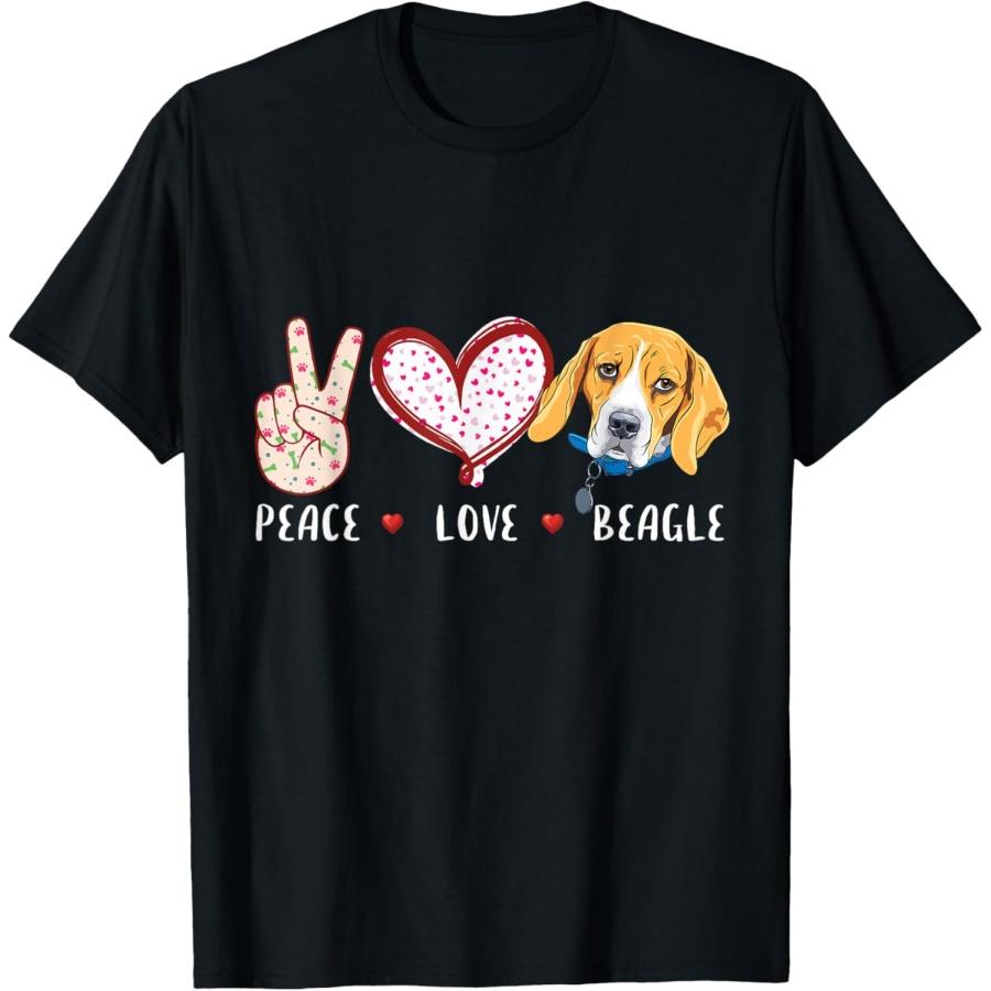 peace love Beagle gift for men women kids Beagle dog T-Shirt S