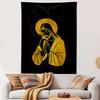 Golden Jesus Praying Silhouette Design Patterned Tapestry Home Decor, Suitable for Bedroom and Living Room, Gift