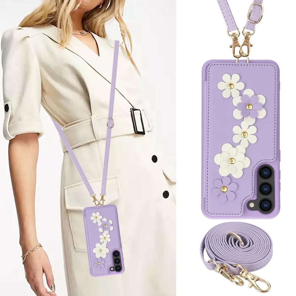 Kožená peněženka s poutkem na zápěstí, crossbody, pouzdro na telefon pro Samsung S25 S24 Plus S23 FE S22 Ultra A55 A54 A53 A35 A34 A15 A13