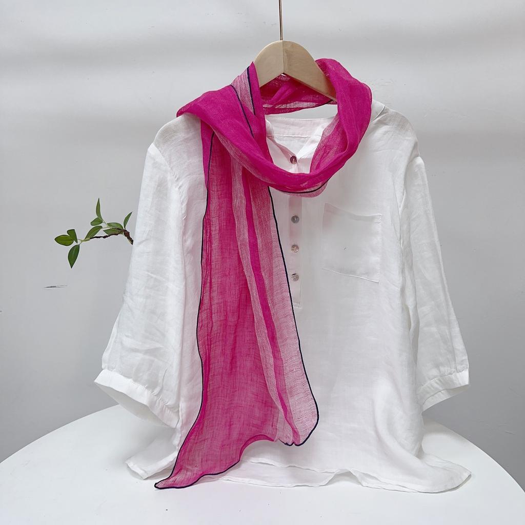Solid Color Extended Rhombus Scarf Japanese Literary Sunscreen Silk Scarf Irregular Linen Neck Shawl Women