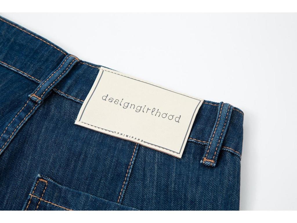 Petite Women's Blue Retro High-Waist Wide-Leg Cropped Jeans, Summer 2025 Four-Way Stretch