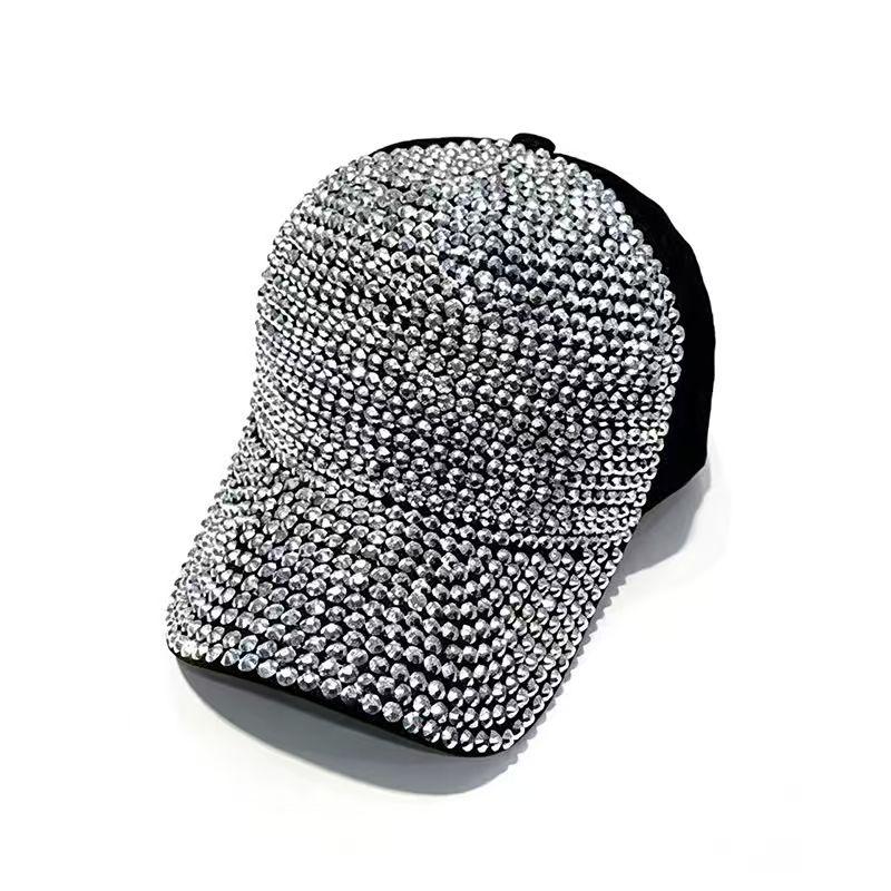 Adjustable Rhinestone Baseball Cap, Bling Sparkling Glitter Sun Hat for Women, Casual Outdoor Party Cap