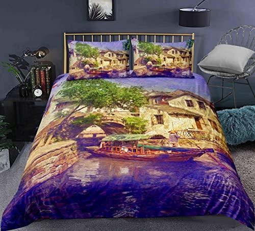 

Comforter Beautiful Pink Sunset Boat Sea Boat Comforter Polyester Bedding Set With For Kids Boys Girls Comforter (quilt)-EU Single(135*200cm)3pcs