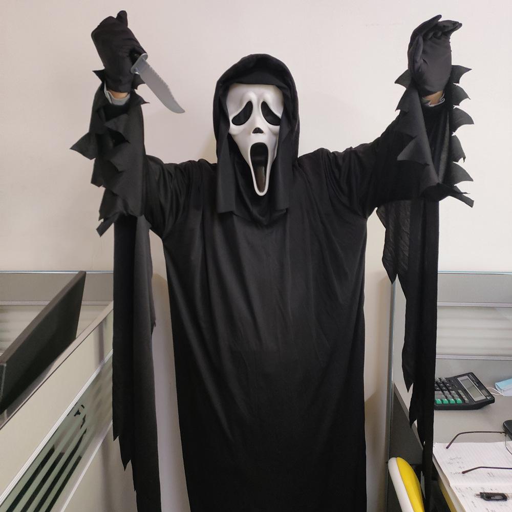 Masque de Faucheuse Squelette d'Horreur pour Halloween, Masque Fantôme Scream du Jeu de Mystère Meurtrier Dead by Daylight, Masque Fantôme Croc de Loup