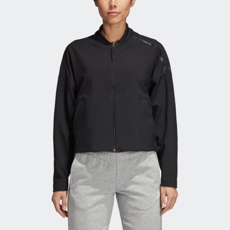 Adidas Z.N.E. Baseball Collar Zip-Up Casual Comfortable Reversible Jacket Women Jacket Black CE1957