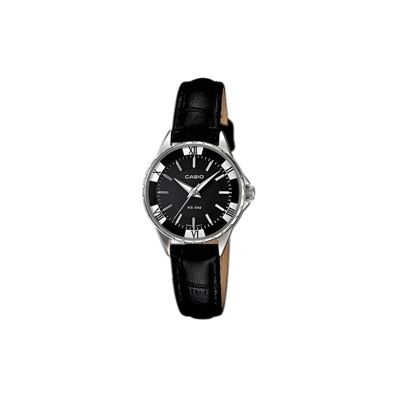 

Casio 50 meters waterproof fashion simple style quartz movement leather strap Japanese and Korean watch women s watch black dial LTP-1360L-1AV чорний
