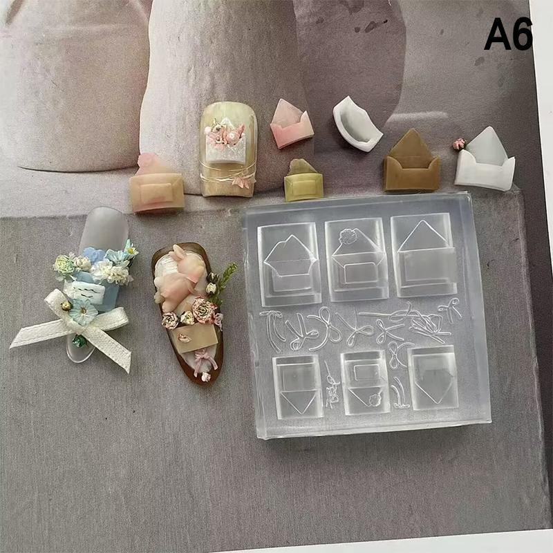 1 Stück Silikon Schleife Nagelkunstform Rosenblüten-Strauß-Stil Hochtransparent 3D-Nageldekorationen Nagelanhänger DIY Maniküreform