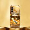 Funda de teléfono de cristal electrochapado con letra S de corona adecuada para Samsung Galaxy S26 S25 S24 S22 S21 S20 FE/Ultra/Plus anticaída