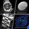 OLEVS Men's Watches Luxury Fashion Fine Steel Original Quartz Wristwatch for Man Flywheel Chronograph Moon Phase Waterproof New