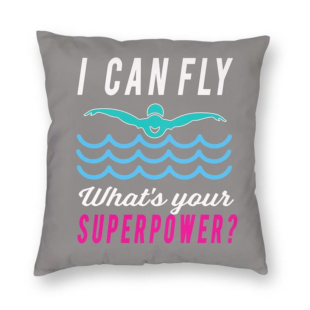 Swimming I Can Fly Superpower Pillowcase Polyester Linen Velvet Printed Zip Decor Pillow Case Bed Cushion Cover