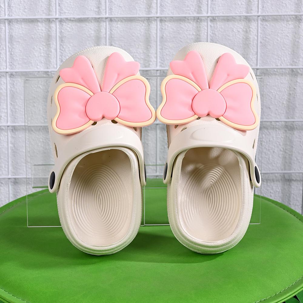 

New Children s Slippers Summer Indoor Non-slip Hole Shoes Big Bow Girl Beach Garden Sandals 23