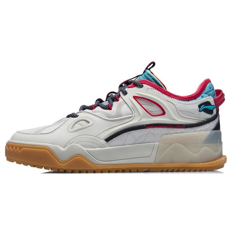 Li Ning CF Cushioning Lightweight Abrasion Resistant Low top Skateboard Shoes Men's Gray White Black AGCR289-1