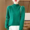 Women's Age-Reducing Loose Pure Wool Sweater, Half-High Collar, Thickened Knit Top for Autumn/Winter.