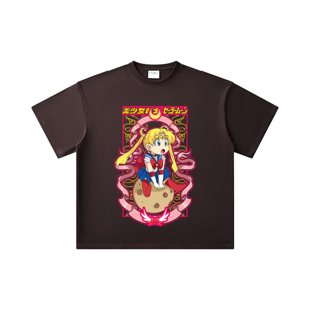 260 GSM Double Yarn 32 Count 100% Cotton Sailor Moon V10 Usagi Print Unisex Heavy Cotton T Shirt