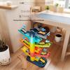 Toddler Car Sliding Ramp Toy with Mini Cartoon Cars Multi Layer Tracks BPA Free Smooth Surface Play Set for 1-3 Year Old Baby Boys Girls