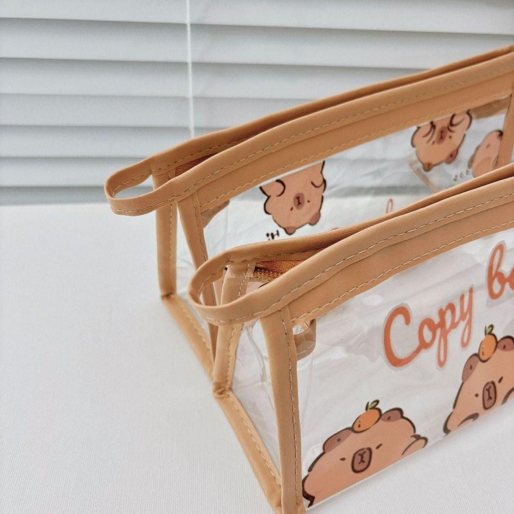 Kawaii Cartoon Pen Bag Aesthetic Stationery Bag Desktop Organizer Capybara Pencil Bag Office