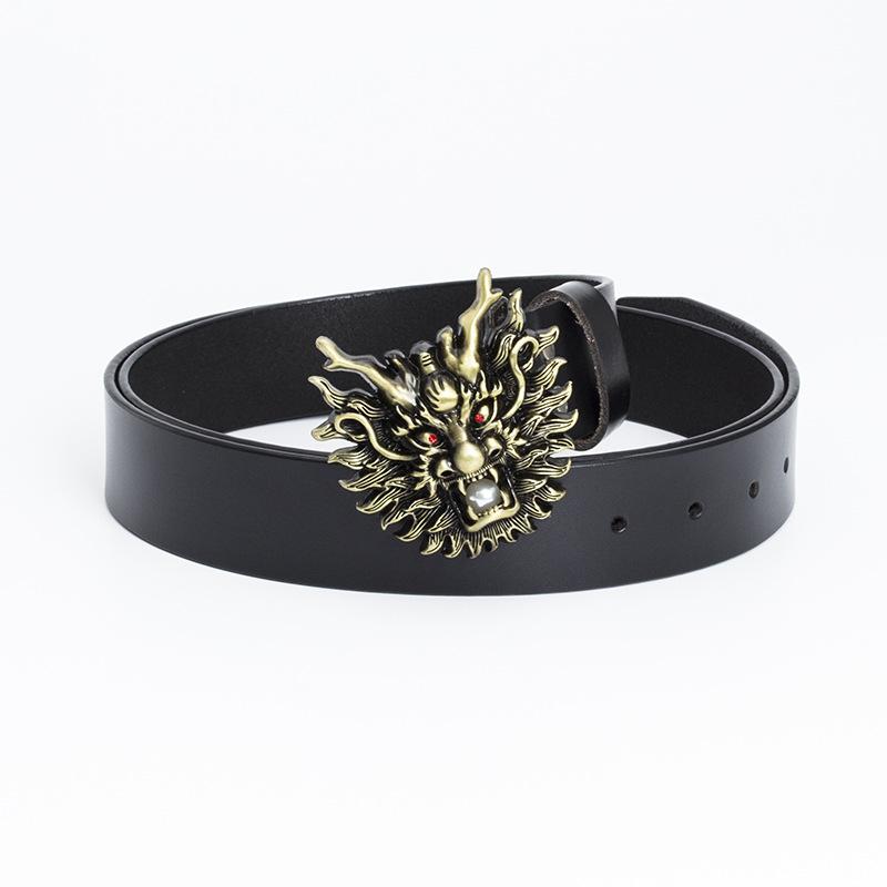 Personalized Men's Cowhide Belt Chinese Dragon Spot Punk Fashion Motorcycle Rider Belt