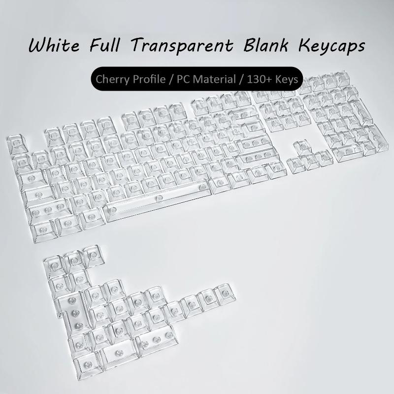Xiaomi New 132 Keys Black Full Transparent PC Keycaps UV Printing Clear Crystal Key Caps Cherry Profile for MX Switches Gaming Keyboard