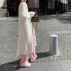 Mink Velvet Knee-Length Sweater Cardigan for Women - Autumn Winter Loose Knit Style