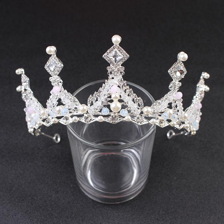 Korean Bride Gold Handmade Crown Headband Headdress New Alloy Crown Crystal Beaded Wedding Accessories