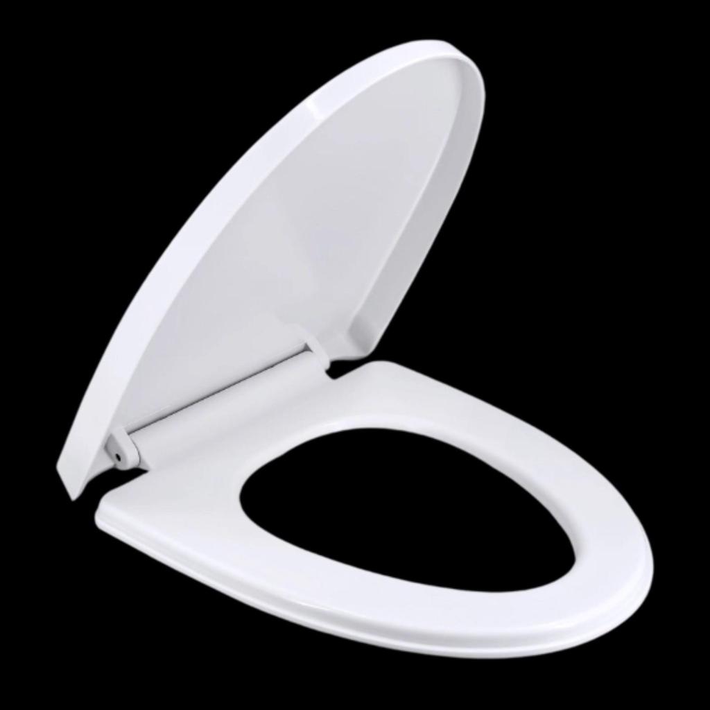 White PP Toilet Seat with SmoothClose Hinges Easy to Install QuickDetach Design for