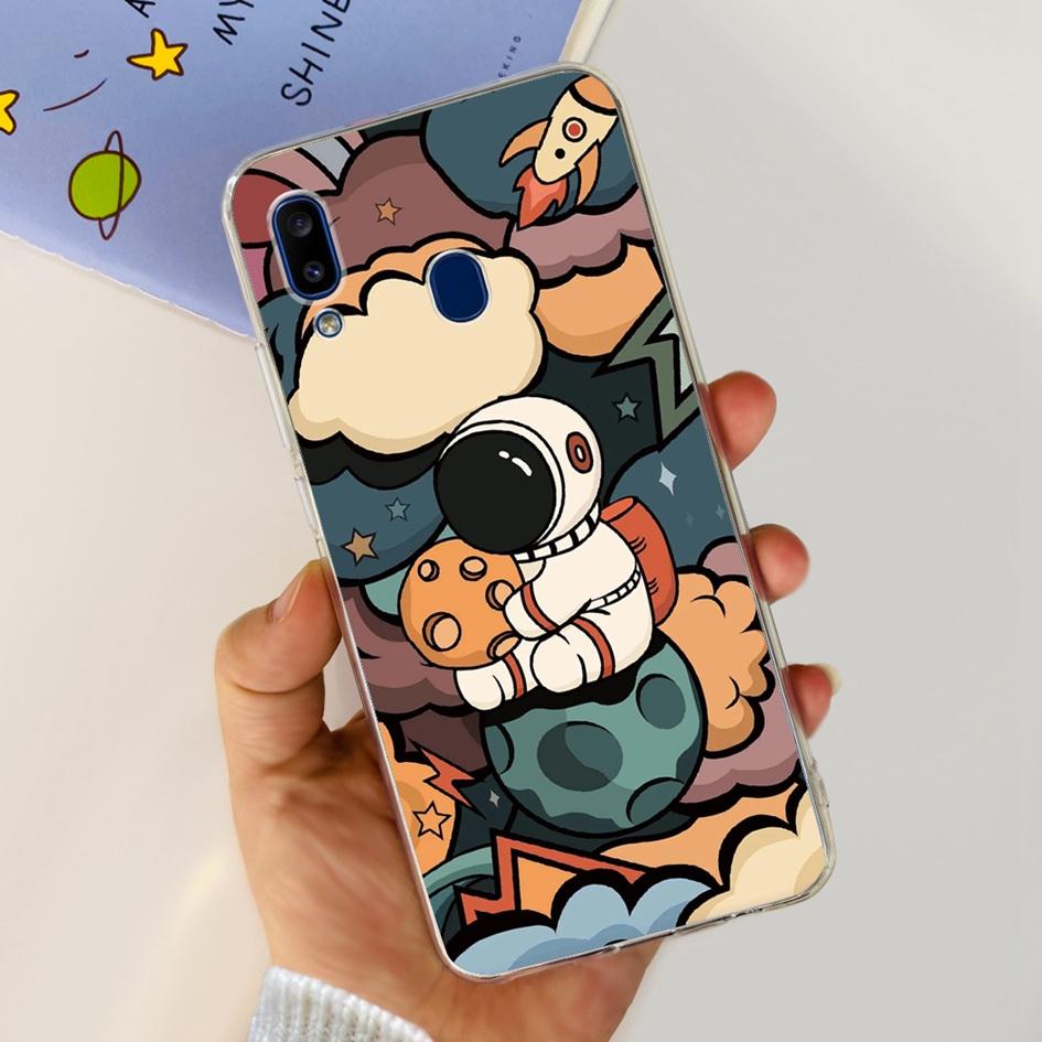 For Samsung Galaxy A20 Case A205 SM-A205F Silicone Cover Cute Astronaut Soft Phone Cases For Samsung A20e A202F A30 A305F Bumper