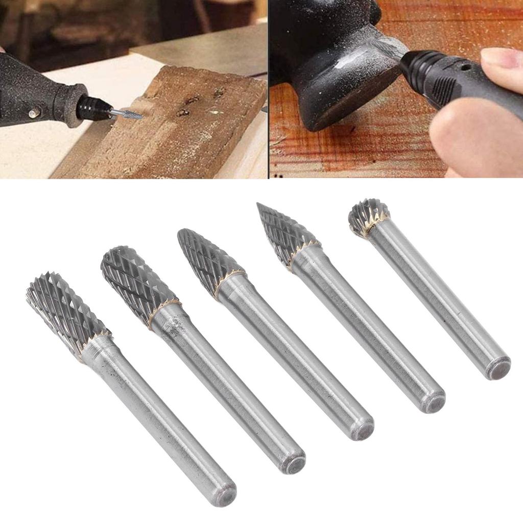 Rotary File Bit 2 Pattern Woodworking Grinding Head Drill Set Tungsten Steel Carbide 6x8mm Rotary File Bit Rotary File Set