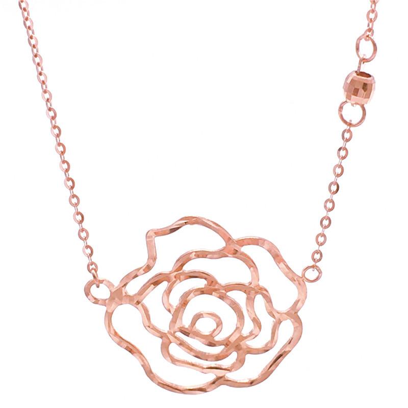 Pure Purple Gold Simple Design Rose Piece Collarbone Chain Plated Rose Gold Foreign Gas Necklace