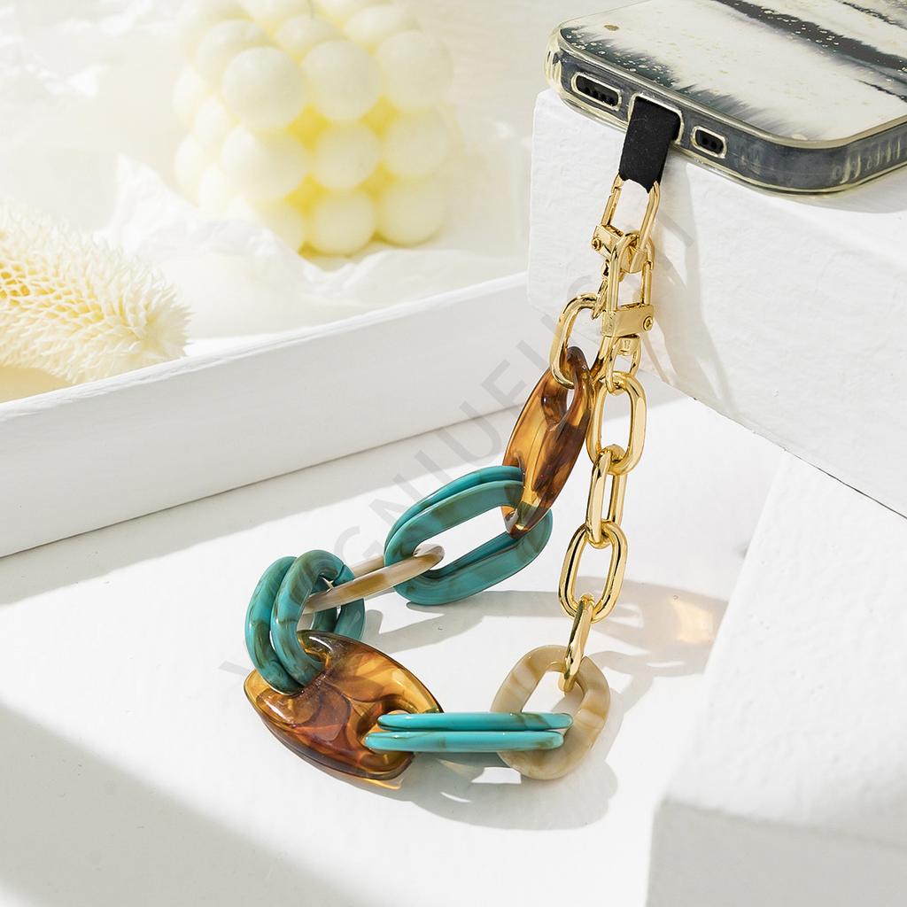 Retro acrylic mixed gold thick chain trendy versatile mobile phone lanyard style simple exquisite fashion mobile phone lanyard