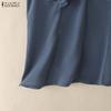 ZANZEA Women Elegant Ruffles V-neck Solid Color Sleeveless Blouse