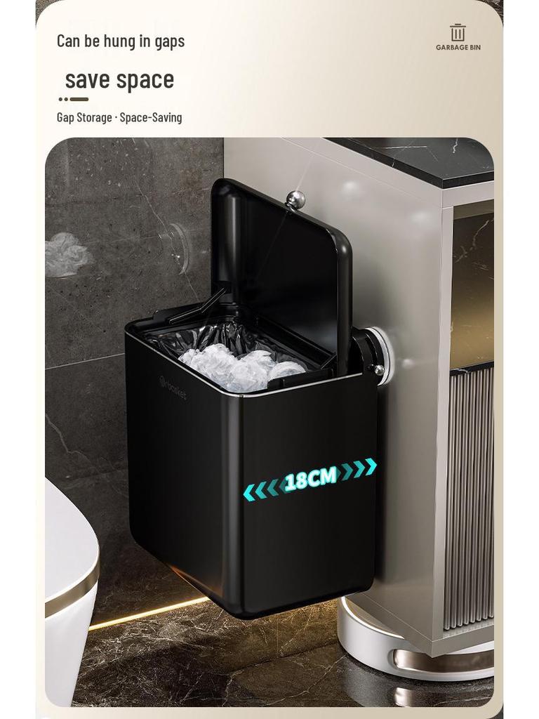 Wall-Mounted Suction Cup Trash Can with Lid – Large, Stylish Bathroom and Living Room Waste Basket