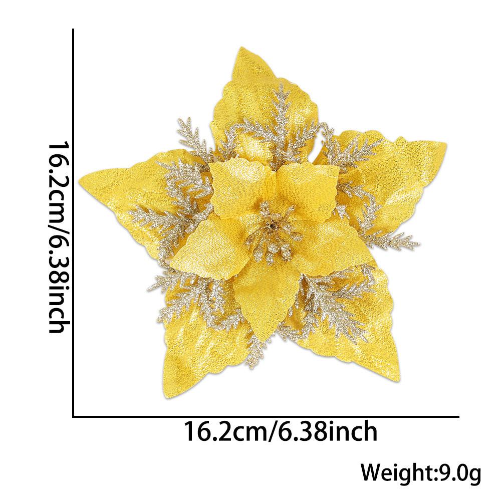 

Beautiful Christmas 16cm Faux Flower Head With Glittery Gold Silver And Red Accents Gold Christmas Flower