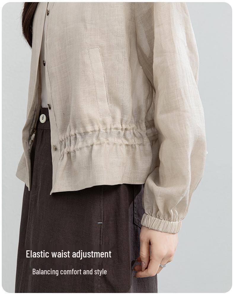 Yi Fei Women's 2026 Summer Ramie Shirt Jacket: Casual, Versatile, Slimming Long Sleeve Top, Breathable Fabric