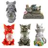 Resin Garden Dragon Statue with Solar Crackle Globe Light Dragon Figurine Dragon Garden Sculpture for Patio Yard Lawn Porch