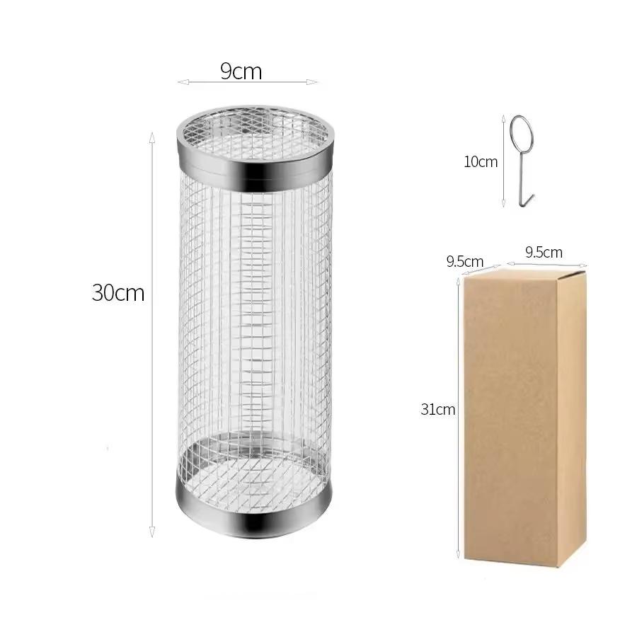 Stainless Steel Barbecue Cage Outdoor BBQ Cylinder Grill Smoked Mesh Drum Barbecue Tool barbecue kamado bbq accessories красный