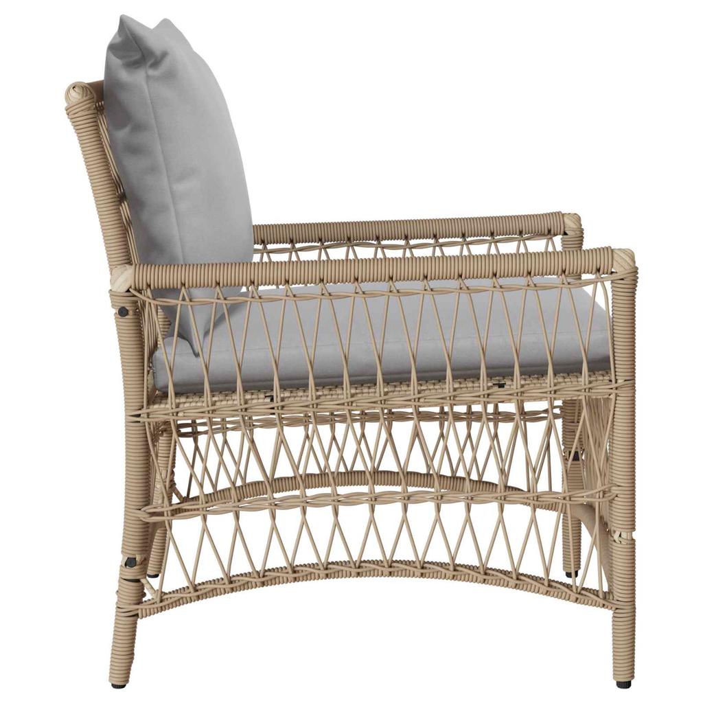 Garden Chair with Cushion Beige 73 X 61 X 77 Cm Poly Rattan