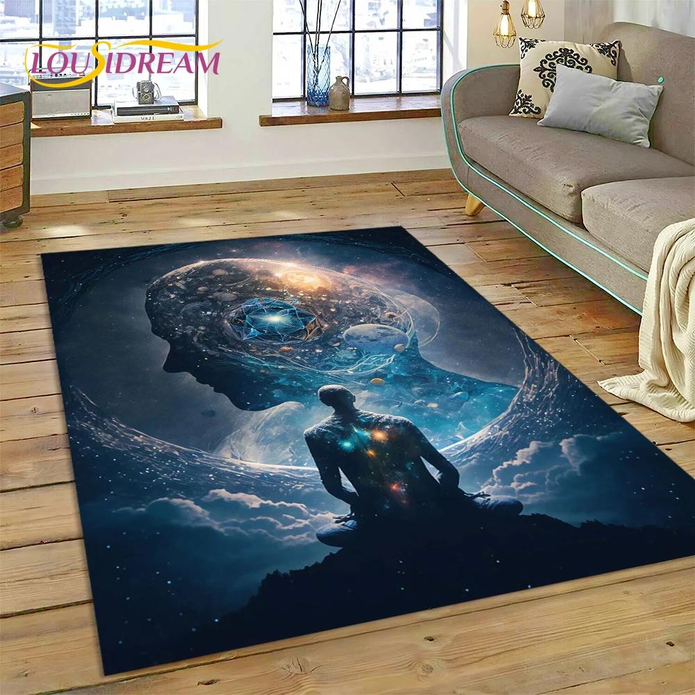3D Yoga Zen Naturalize Meditation Rainbow 7 Chakra Area Rug,Carpet for Living Room Bedroom Sofa Doormat Decor,Non-slip Floor Mat