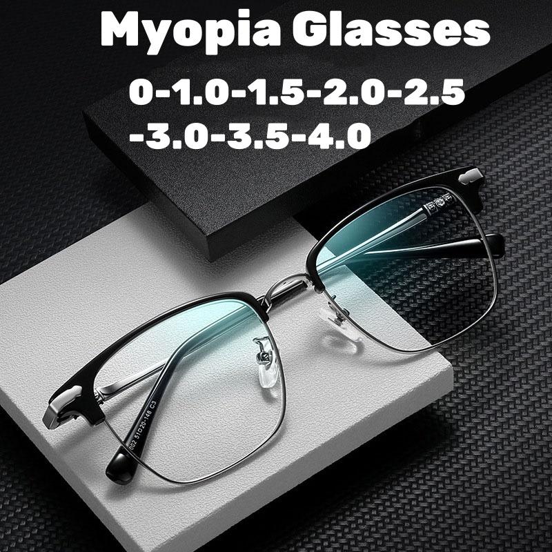Business Anti Blue Light Myopia Glasses Women Men Retro Half Frame HD Near Sight Eyeglasses Computer Radiation Eye Protection